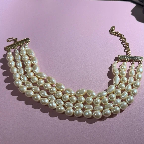 Carolee Gold and Multistrand Cream Pearl Necklace - Picture 1 of 3